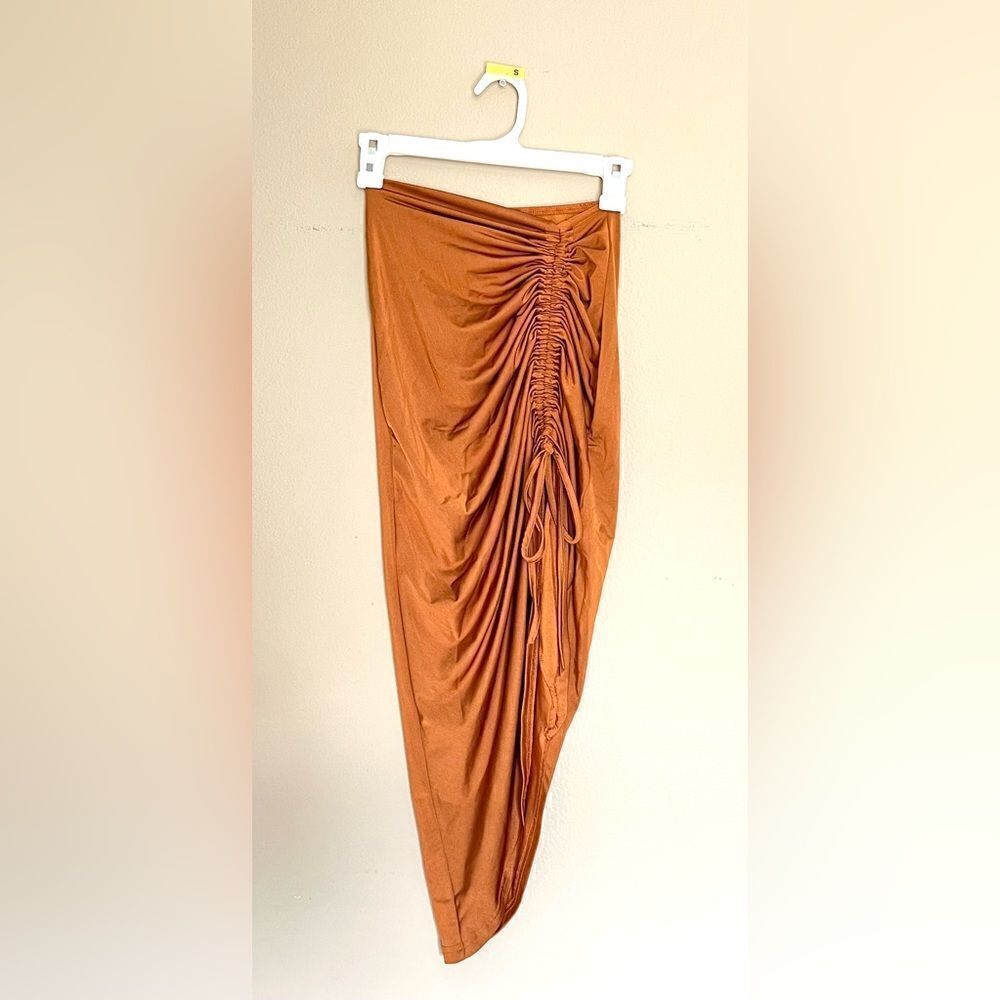 Asymmetrical Ruched Side Tie Skirt